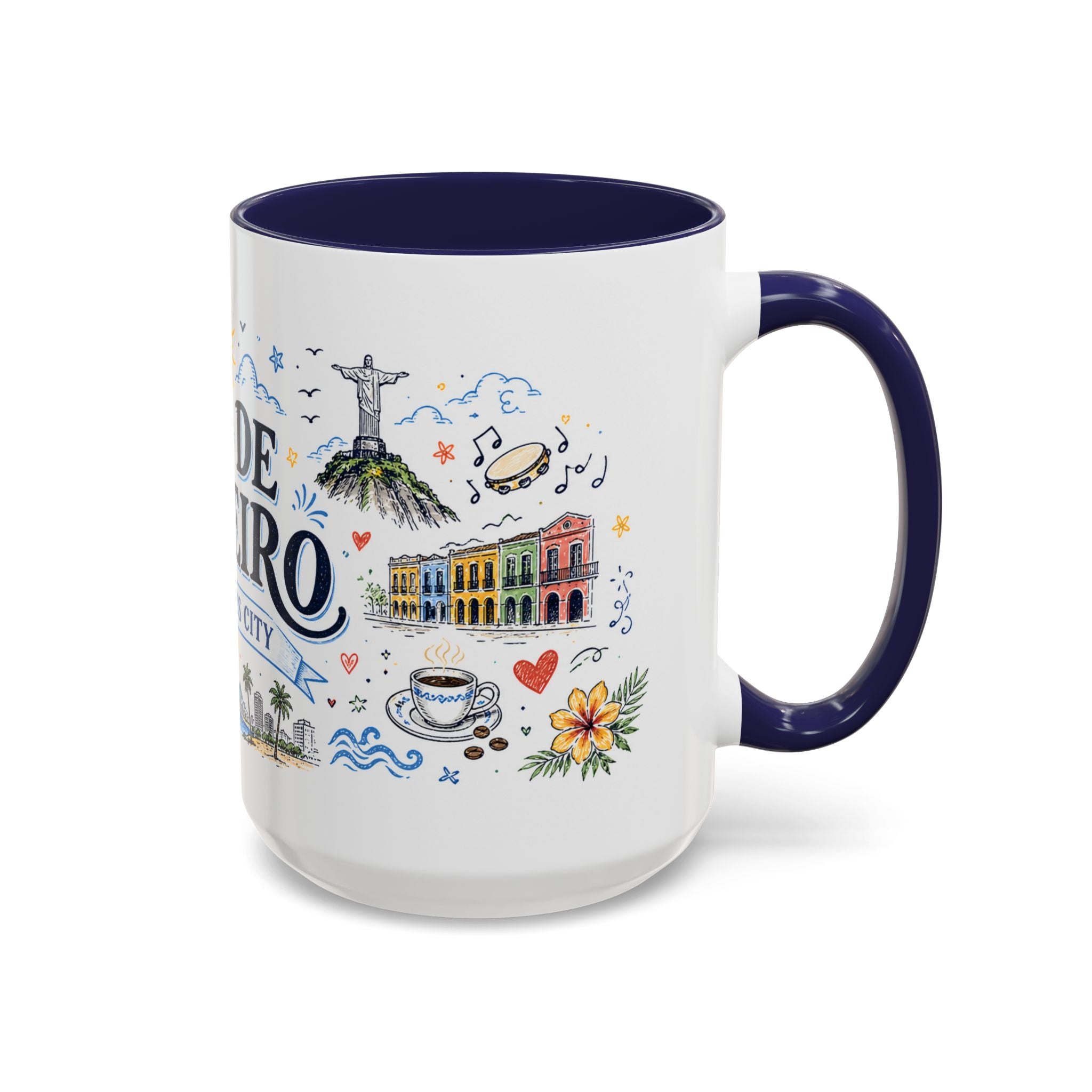 Rio de Janeiro Coffee Mug | Brazil Souvenir Travel Gift | Accent Color Ceramic 11oz 15oz