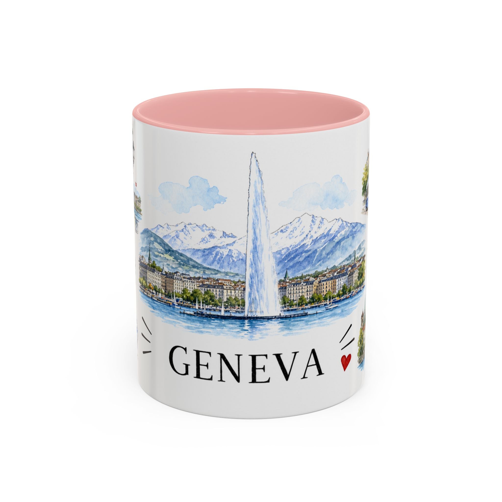 Geneva Illustrated Travel Mug | City Souvenir Accent Coffee Mug | 11oz 15oz Ceramic Cup