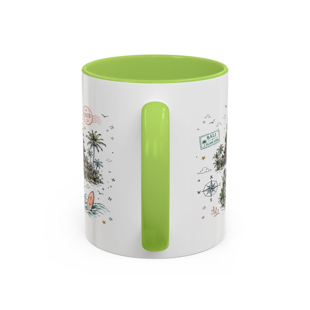 Bali Coffee Mug | Indonesia Souvenir Travel Gift | Accent Color Ceramic 11oz 15oz