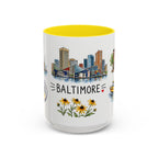 Baltimore Illustrated Travel Mug | City Souvenir Accent Coffee Mug | 11oz 15oz Ceramic Cup