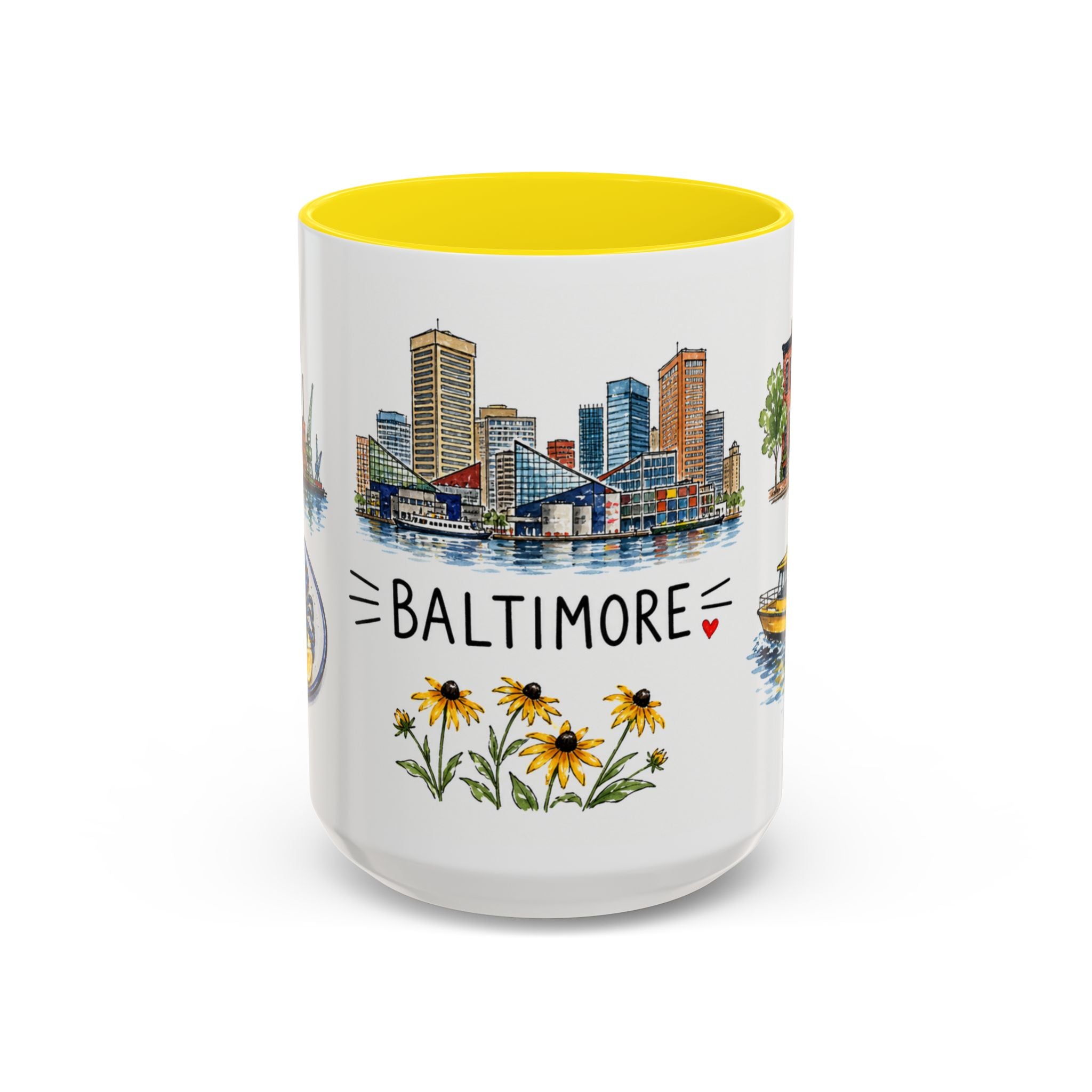 Baltimore Illustrated Travel Mug | City Souvenir Accent Coffee Mug | 11oz 15oz Ceramic Cup