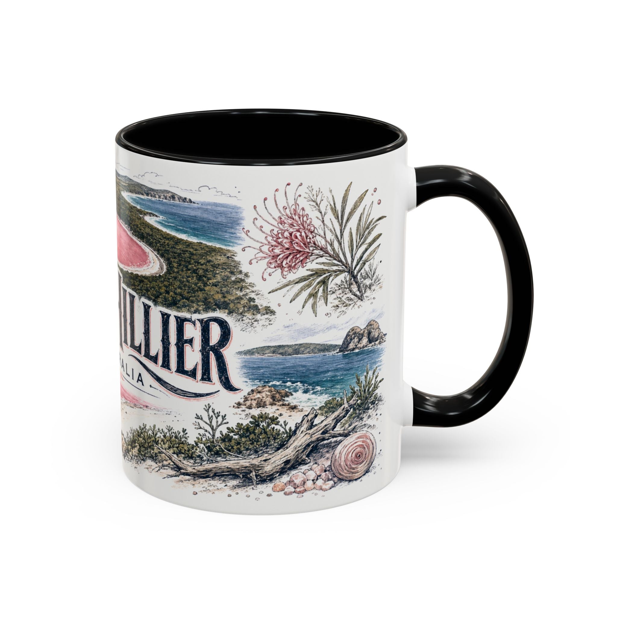 Lake Hillier Mug, Australia Travel Souvenir, Bucket List Gift, Accent Ceramic Coffee Mug 11oz 15oz