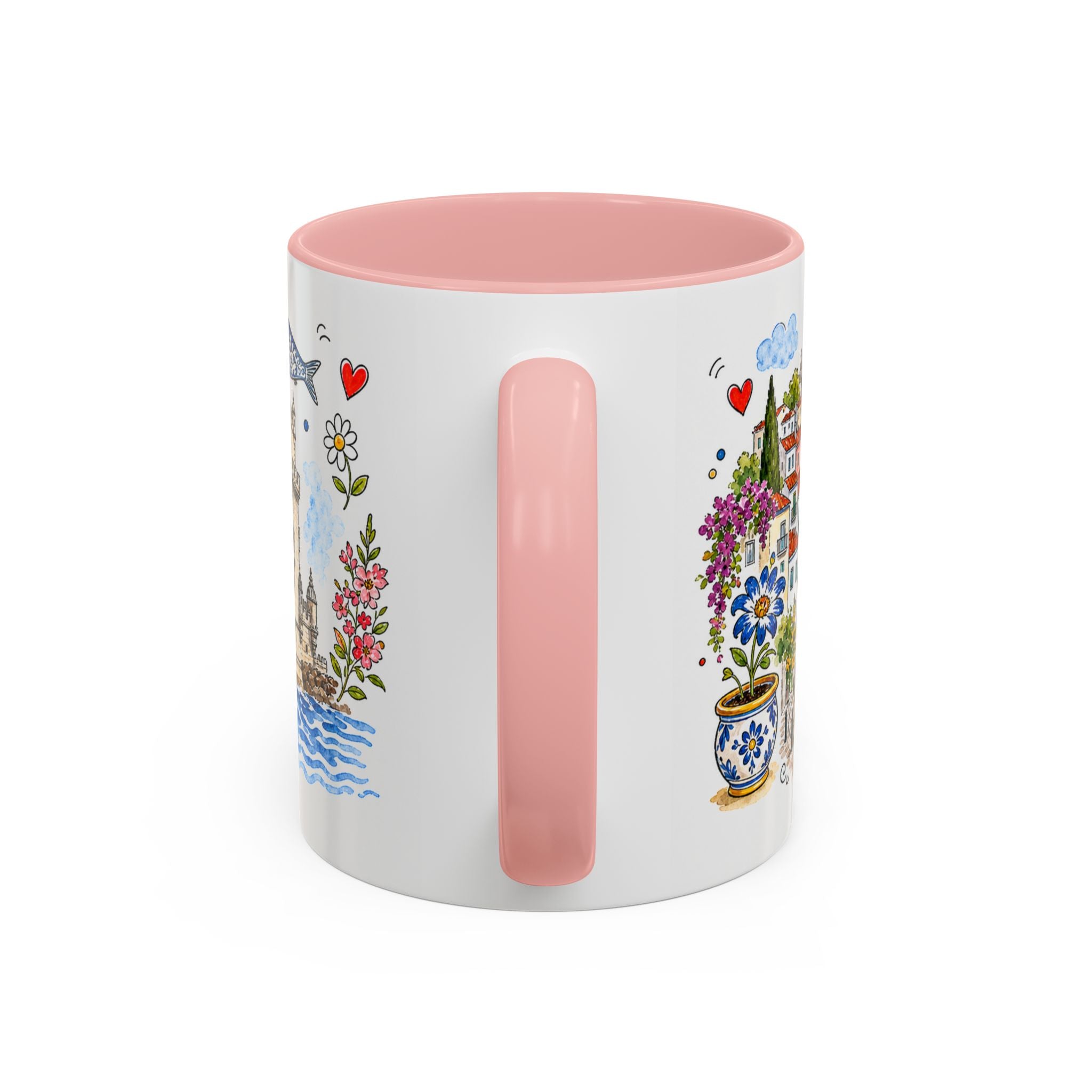 Lisbon Travel Mug | European City Souvenir Accent Coffee Mug | 11oz 15oz Ceramic Cup