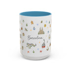 Barcelona Christmas Mug | Watercolor City Souvenir, Ceramic Coffee Cup (11oz/15oz)