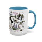 Mount Rainier Coffee Mug | National Park Hiking Washington Gift | Accent Color Ceramic 11oz 15oz
