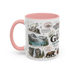 Glacier Coffee Mug | National Park Hiking Montana Gift | Accent Color Ceramic 11oz 15oz