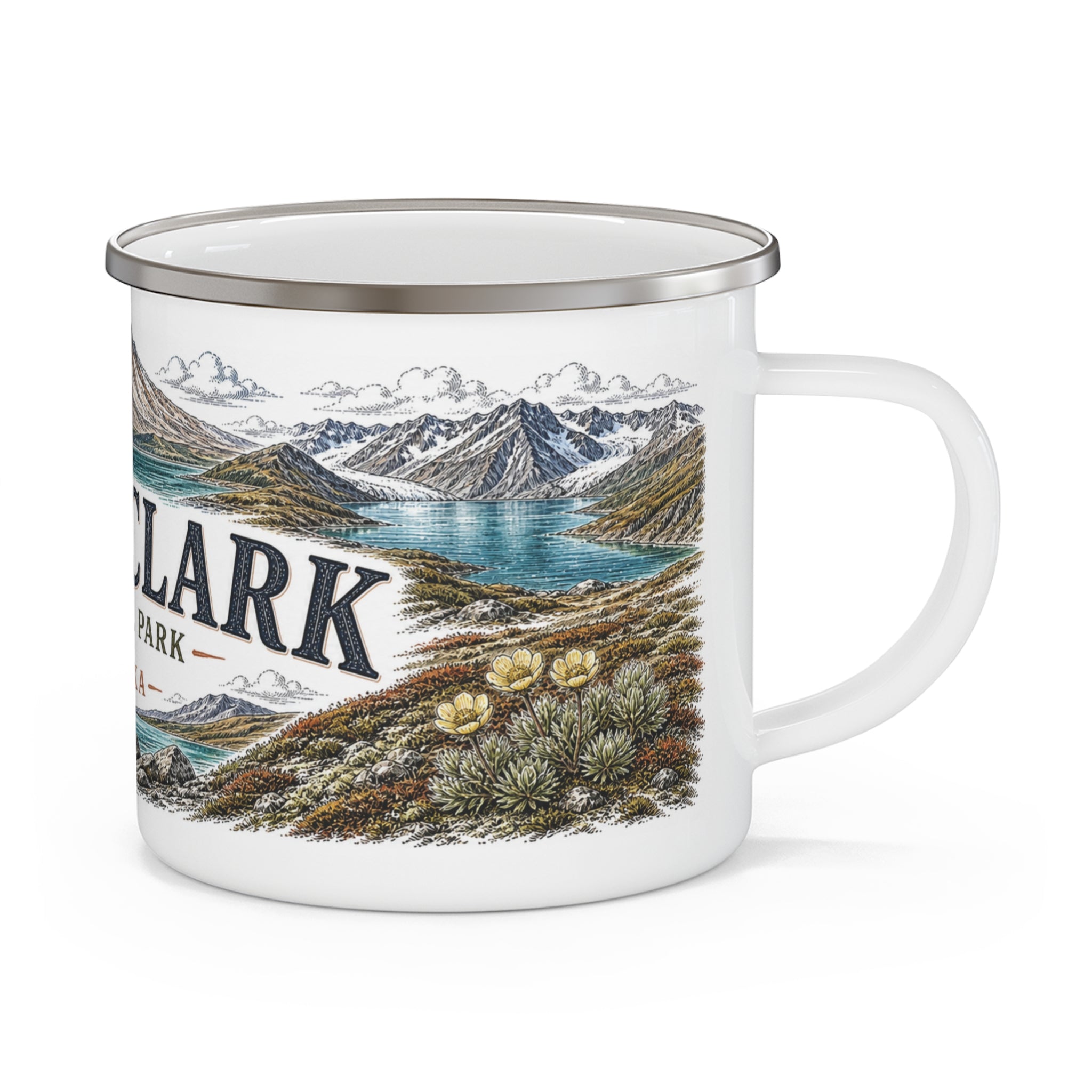 Lake Clark National Park Vintage Enamel Camping Mug | 12oz National Park Hiking Gift