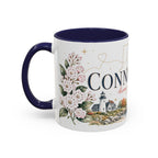 Connecticut State Map Mug | Botanical Accent Coffee Cup (11oz 15oz)