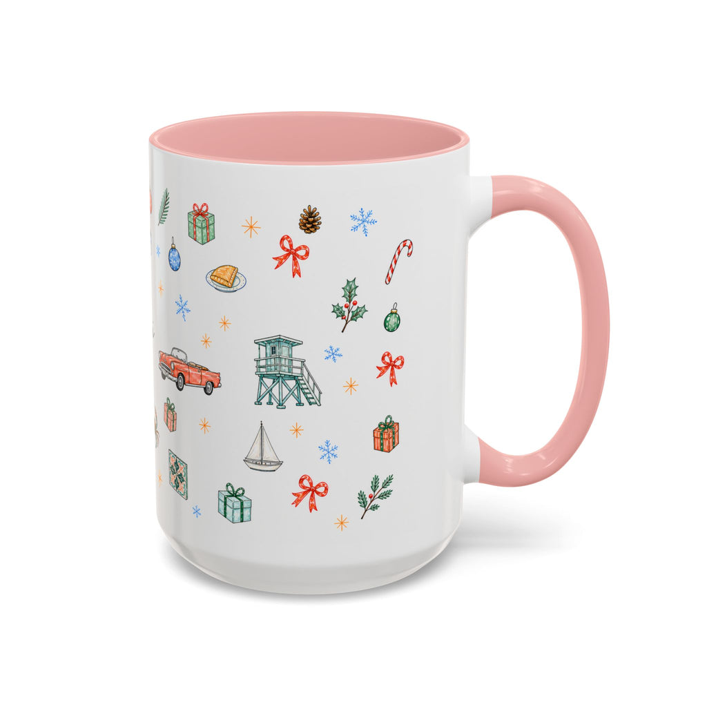 Miami Christmas Mug | Watercolor Art Deco City Souvenir (11oz/15oz)