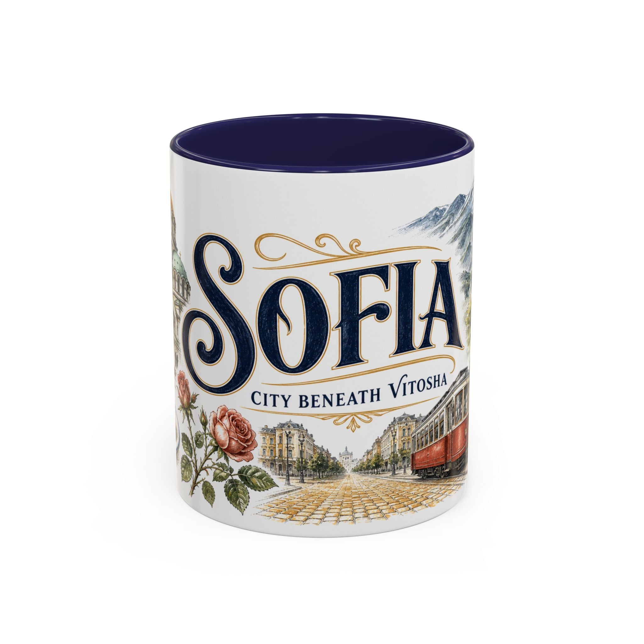 Sofia Coffee Mug | Bulgaria Travel Souvenir | Vintage Illustrated City Gift | 11 oz 15 oz Accent Mug