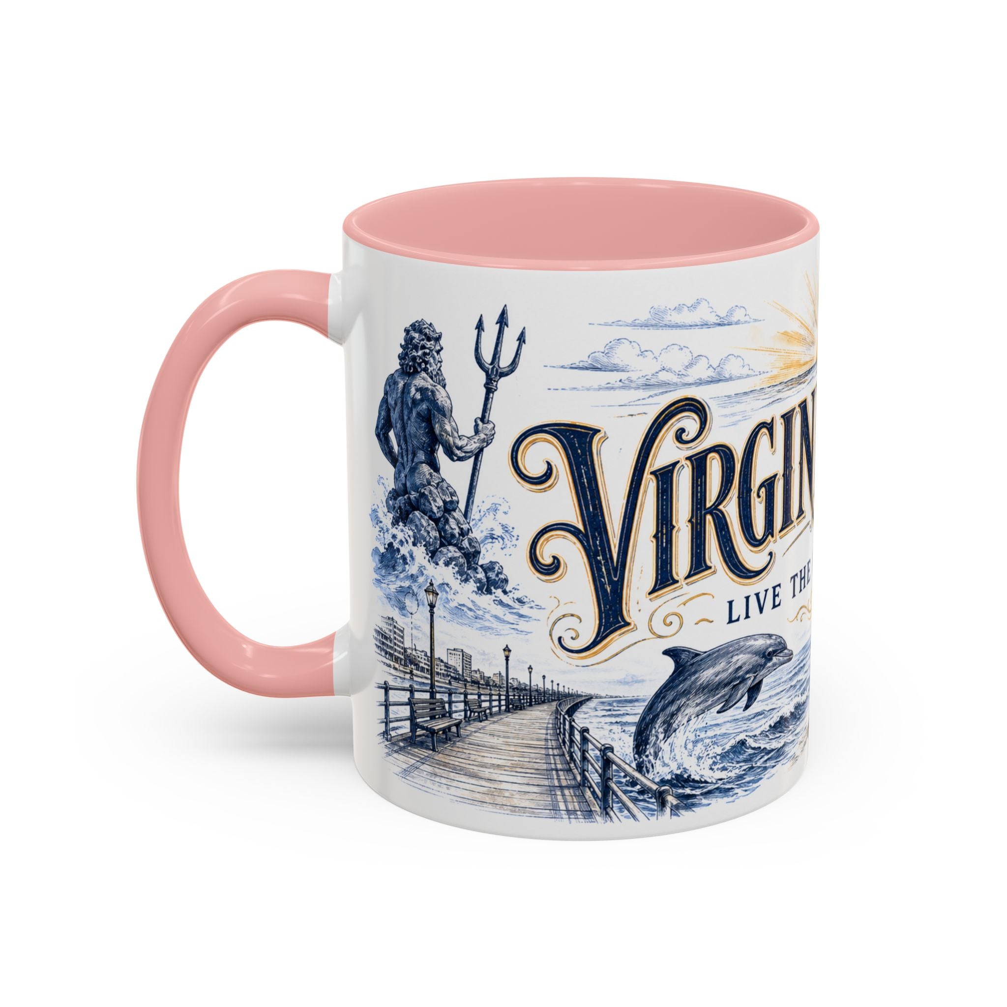 Virginia Beach Coffee Mug | United States Travel Souvenir | Vintage Illustrated City Gift | 11 oz 15 oz Accent Mug