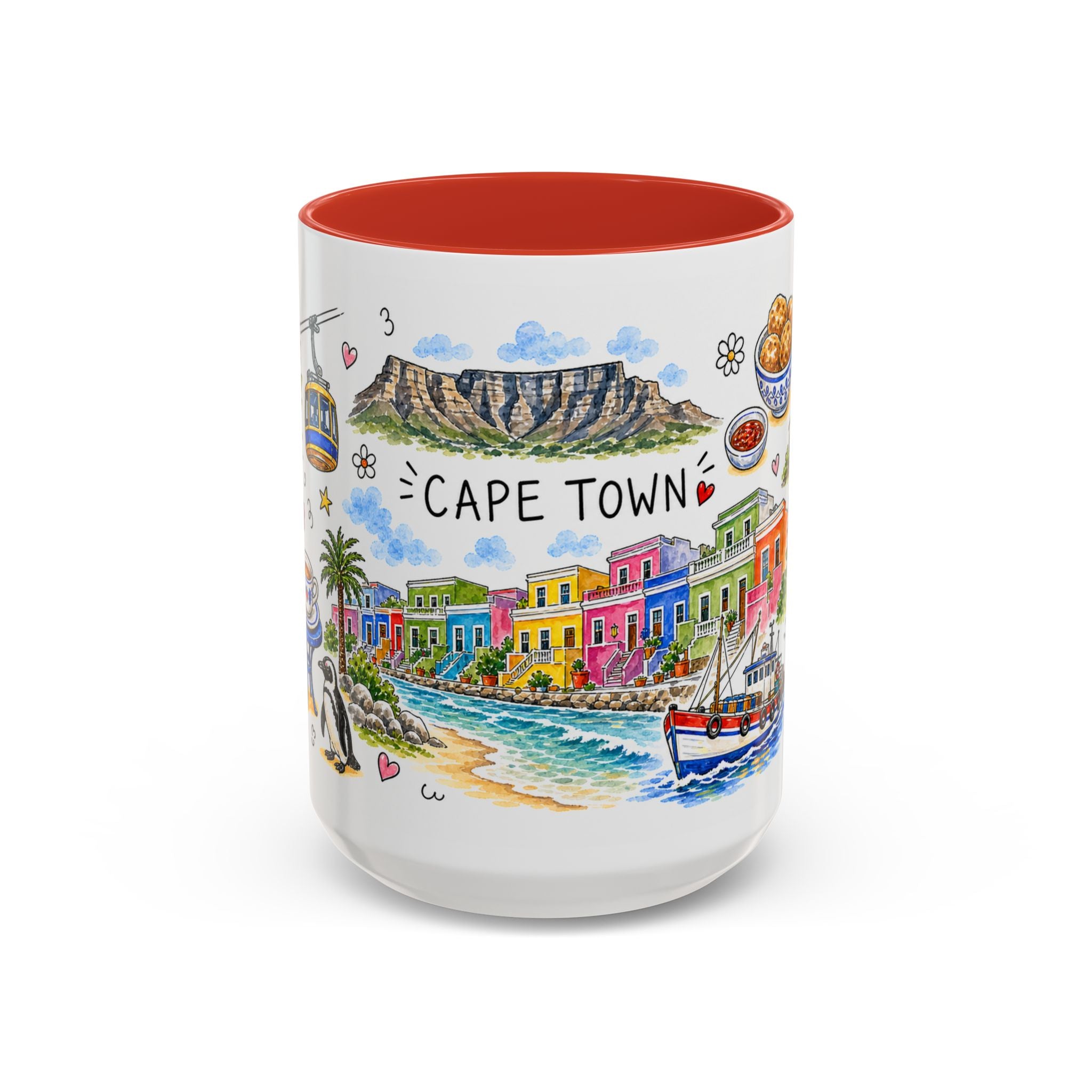 Cape Town Illustrated Travel Mug | City Souvenir Accent Coffee Mug | 11oz 15oz Ceramic Cup