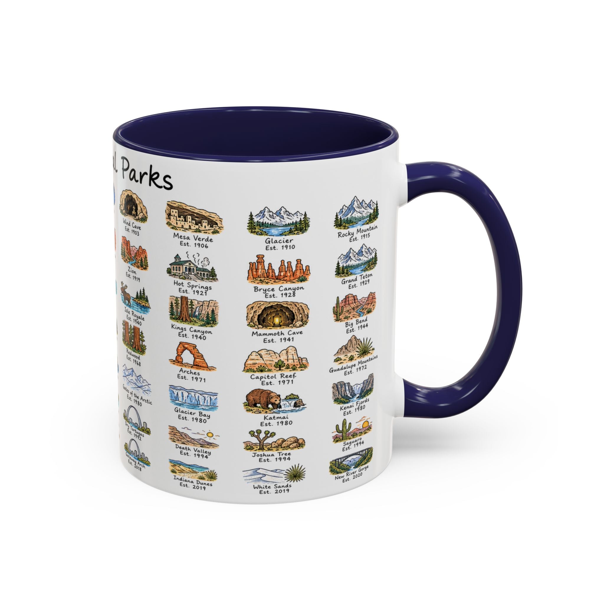 63 National Parks Mug | U.S. Parks Coffee Cup | Park Bucket List Gift | Road Trip Hiking Camping Souvenir
