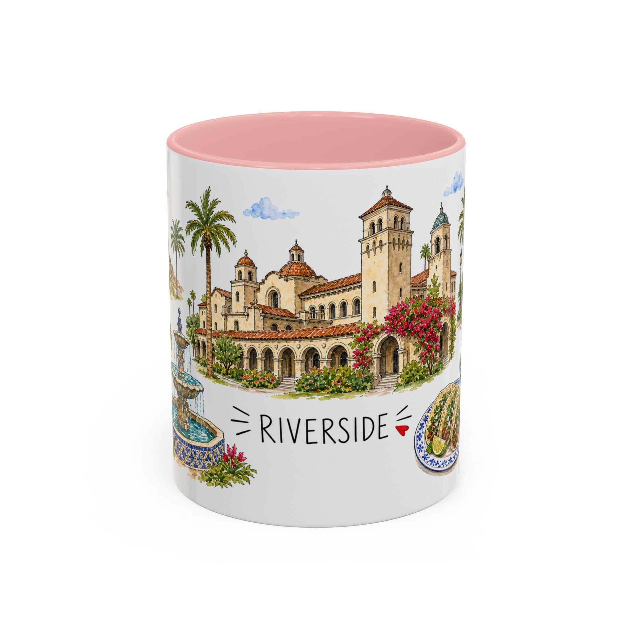 Riverside Illustrated Travel Mug | City Souvenir Accent Coffee Mug | 11oz 15oz Ceramic Cup