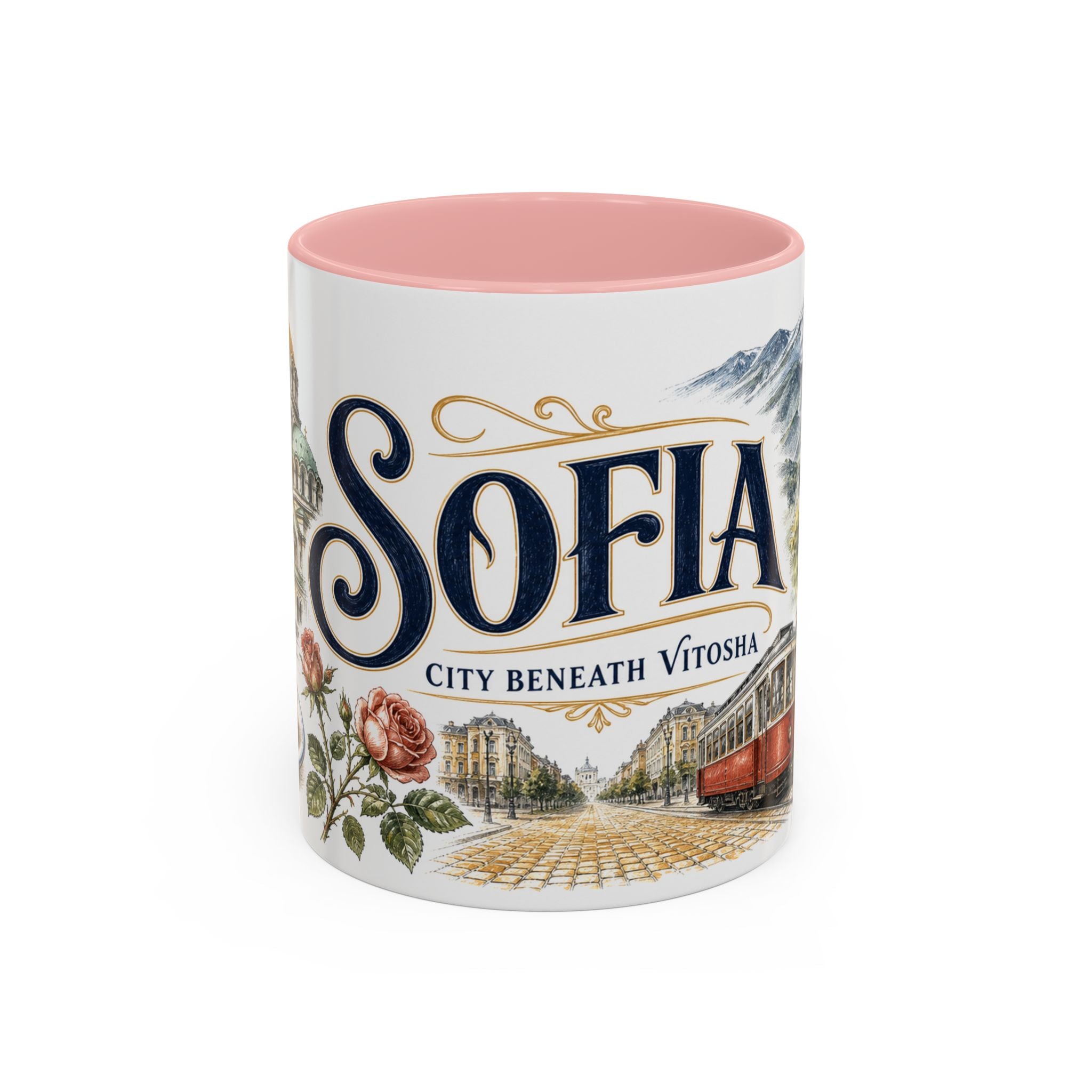 Sofia Coffee Mug | Bulgaria Travel Souvenir | Vintage Illustrated City Gift | 11 oz 15 oz Accent Mug