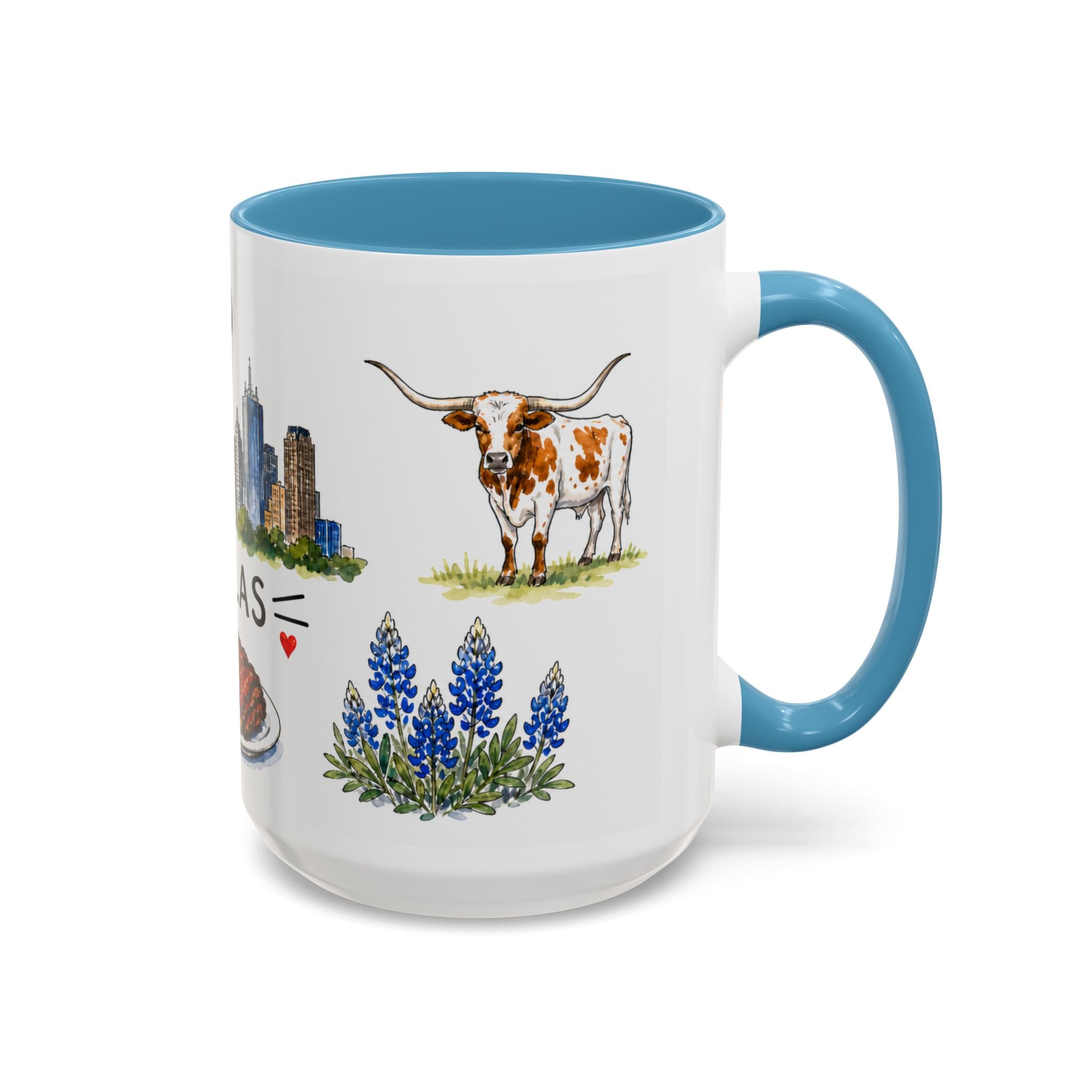 Dallas Illustrated Travel Mug | City Souvenir Accent Coffee Mug | 11oz 15oz Ceramic Cup