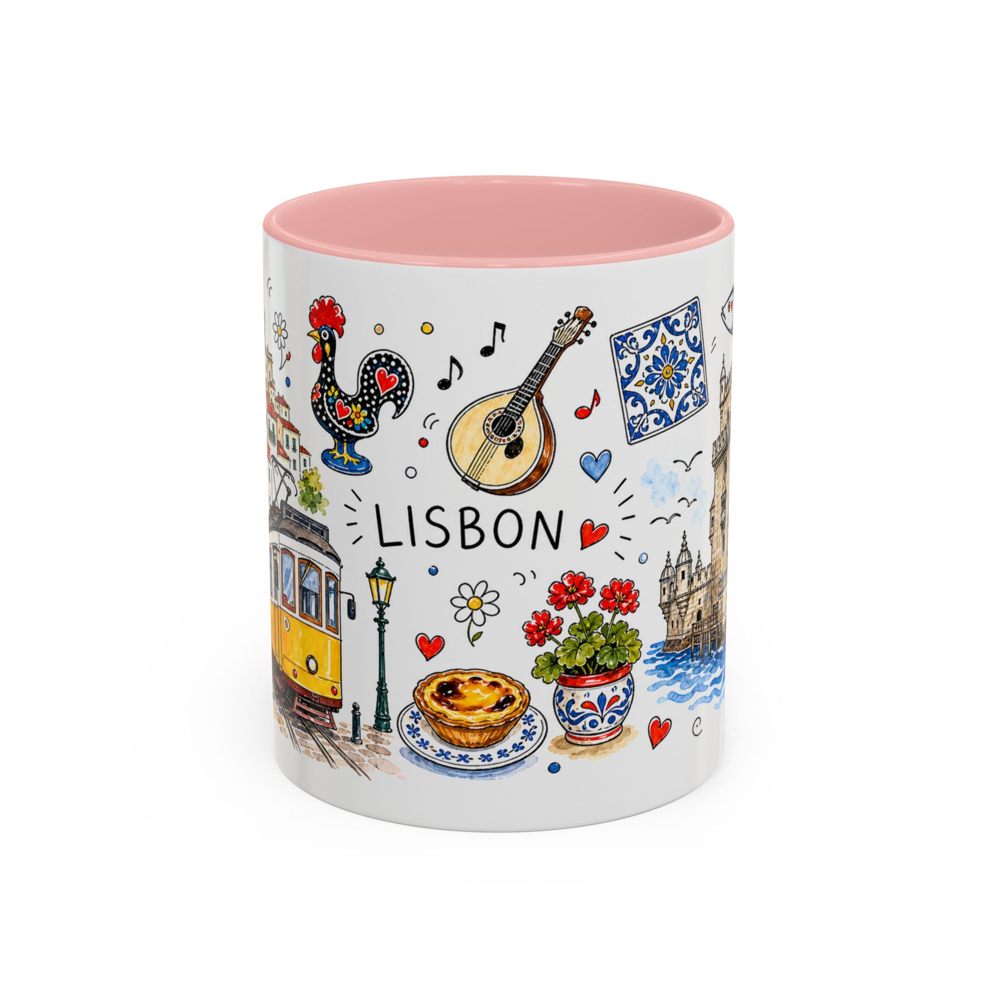 Lisbon Travel Mug | European City Souvenir Accent Coffee Mug | 11oz 15oz Ceramic Cup