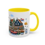 Volendam Illustrated Travel Mug | Netherlands Souvenir Accent Coffee Mug | 11oz 15oz Ceramic Cup