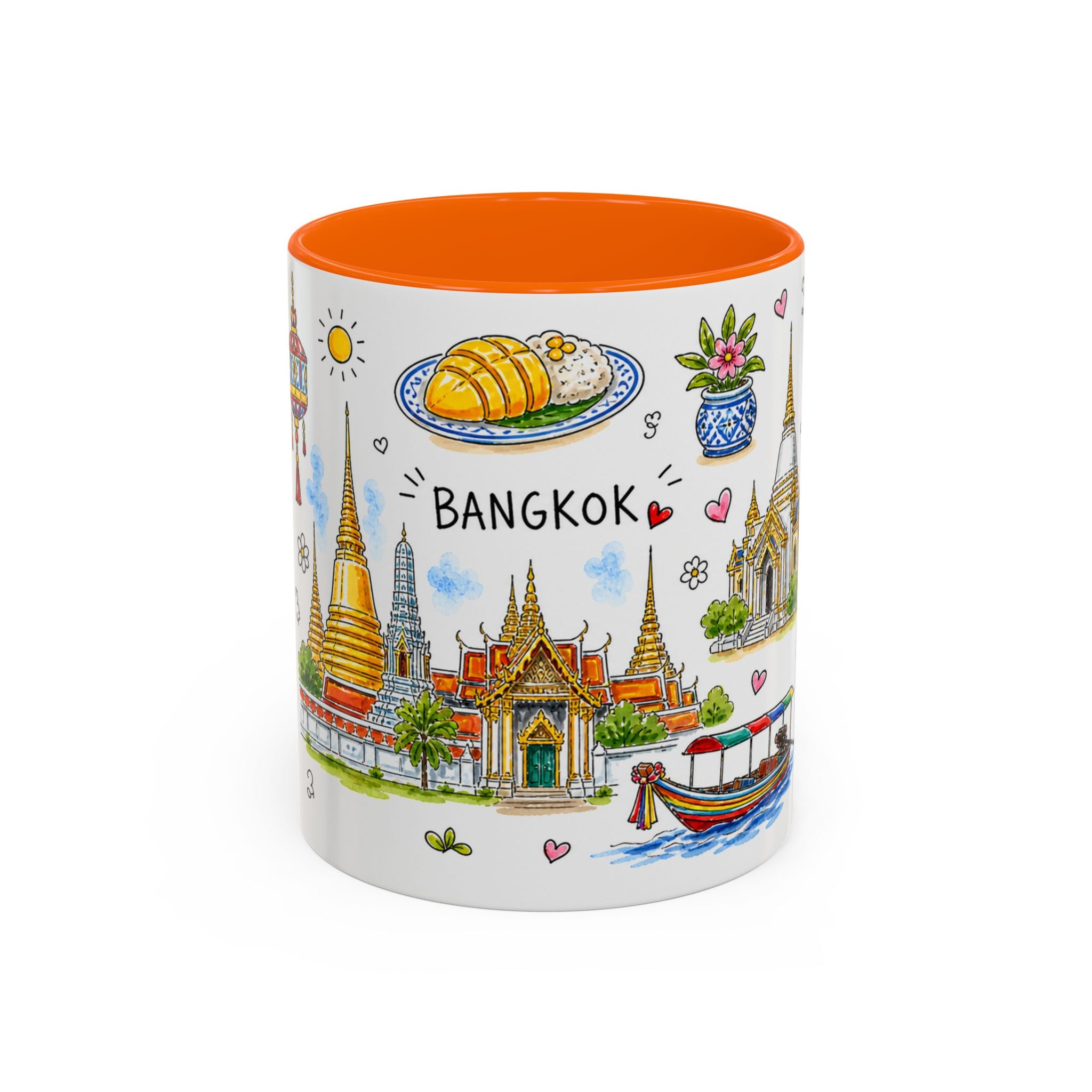 Bangkok Illustrated Travel Mug | City Souvenir Accent Coffee Mug | 11oz 15oz Ceramic Cup