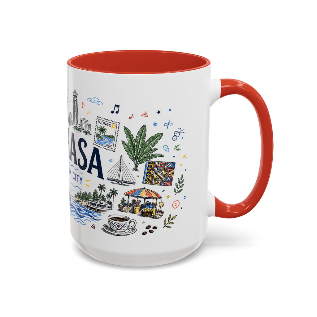 Kinshasa Coffee Mug | DR Congo Souvenir Travel Gift | Accent Color Ceramic 11oz 15oz
