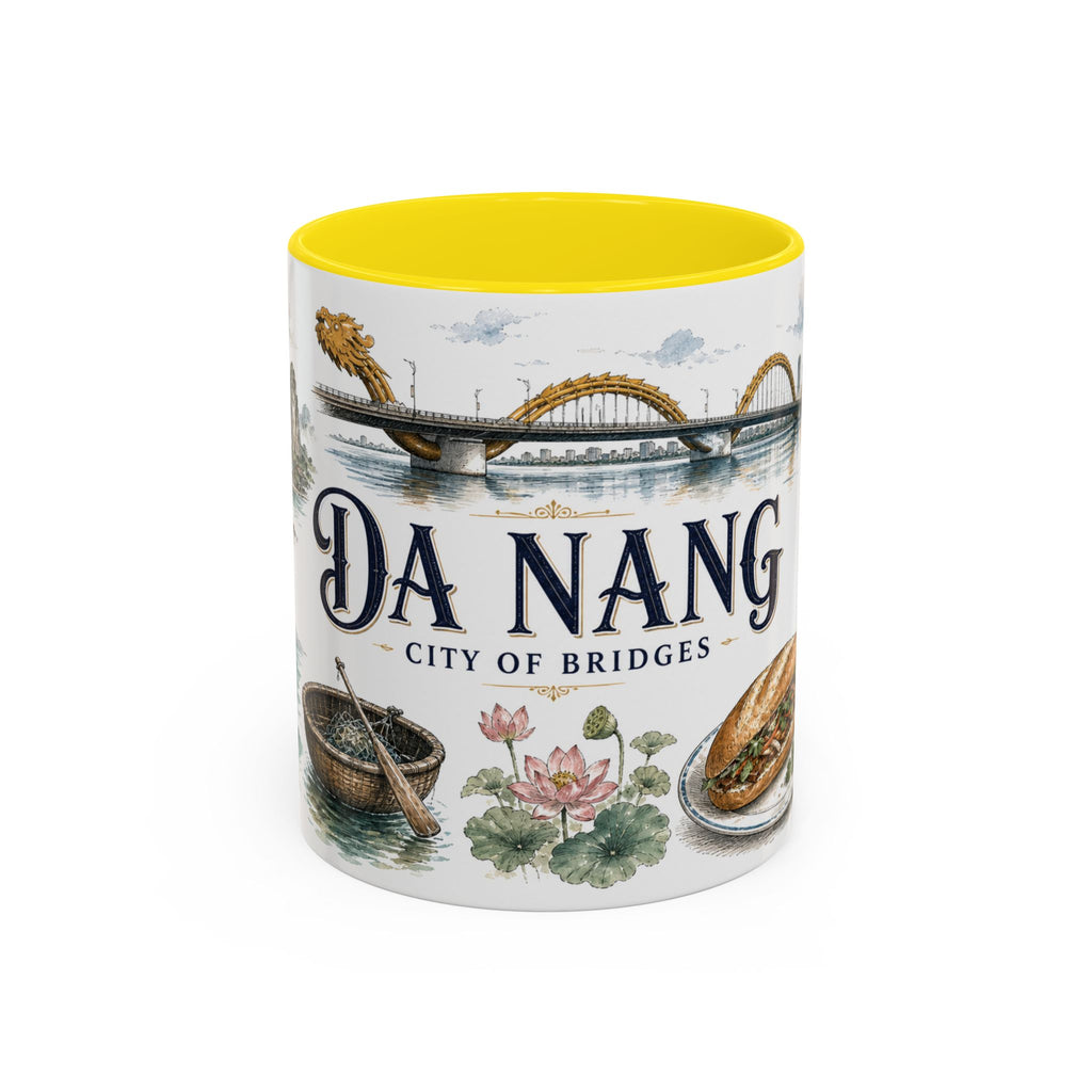 Da Nang Coffee Mug | Vietnam Travel Souvenir | Vintage Illustrated City Gift | 11 oz 15 oz Accent Mug