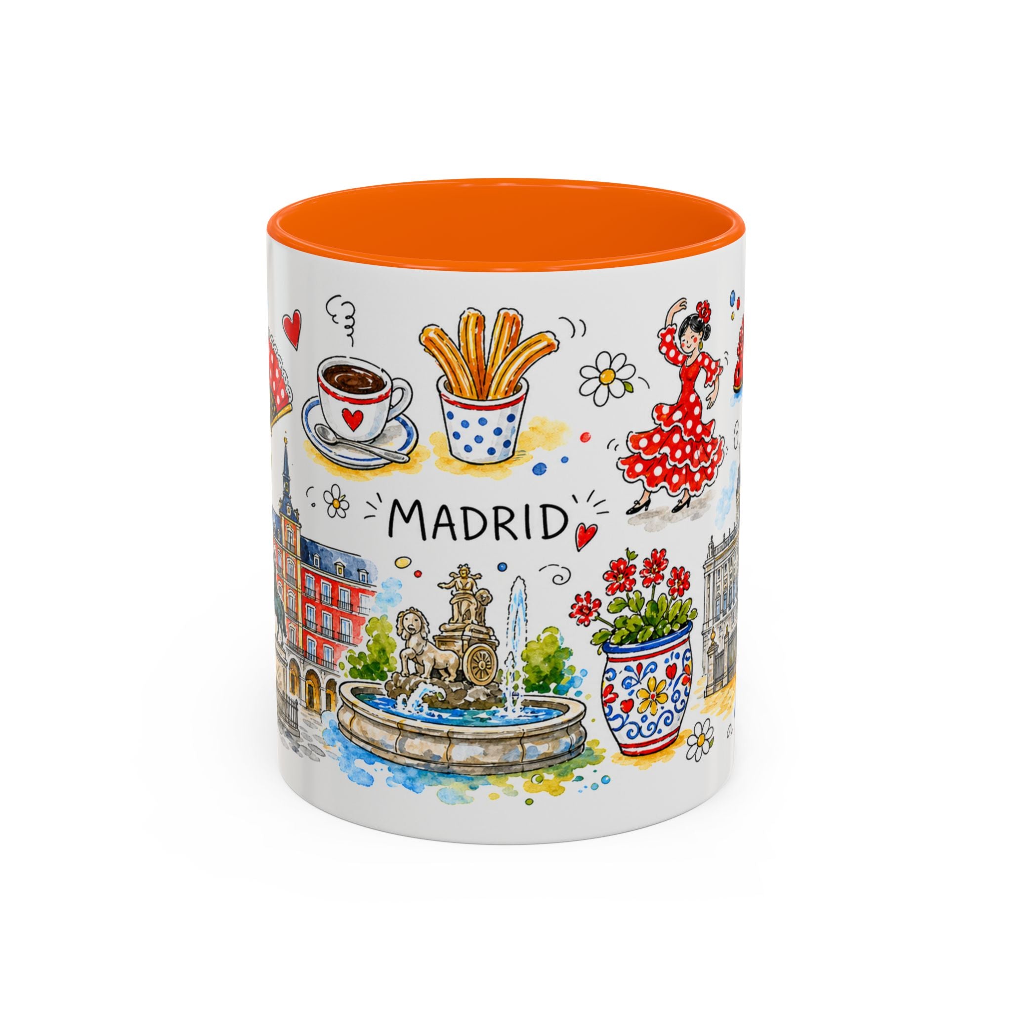 Madrid Travel Mug | European City Souvenir Accent Coffee Mug | 11oz 15oz Ceramic Cup