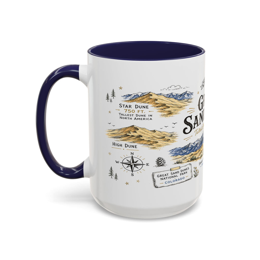 Great Sand Dunes National Park Coffee Mug | Colorado Desert Mountain Dunes Gift | Accent Color Ceramic 11oz 15oz