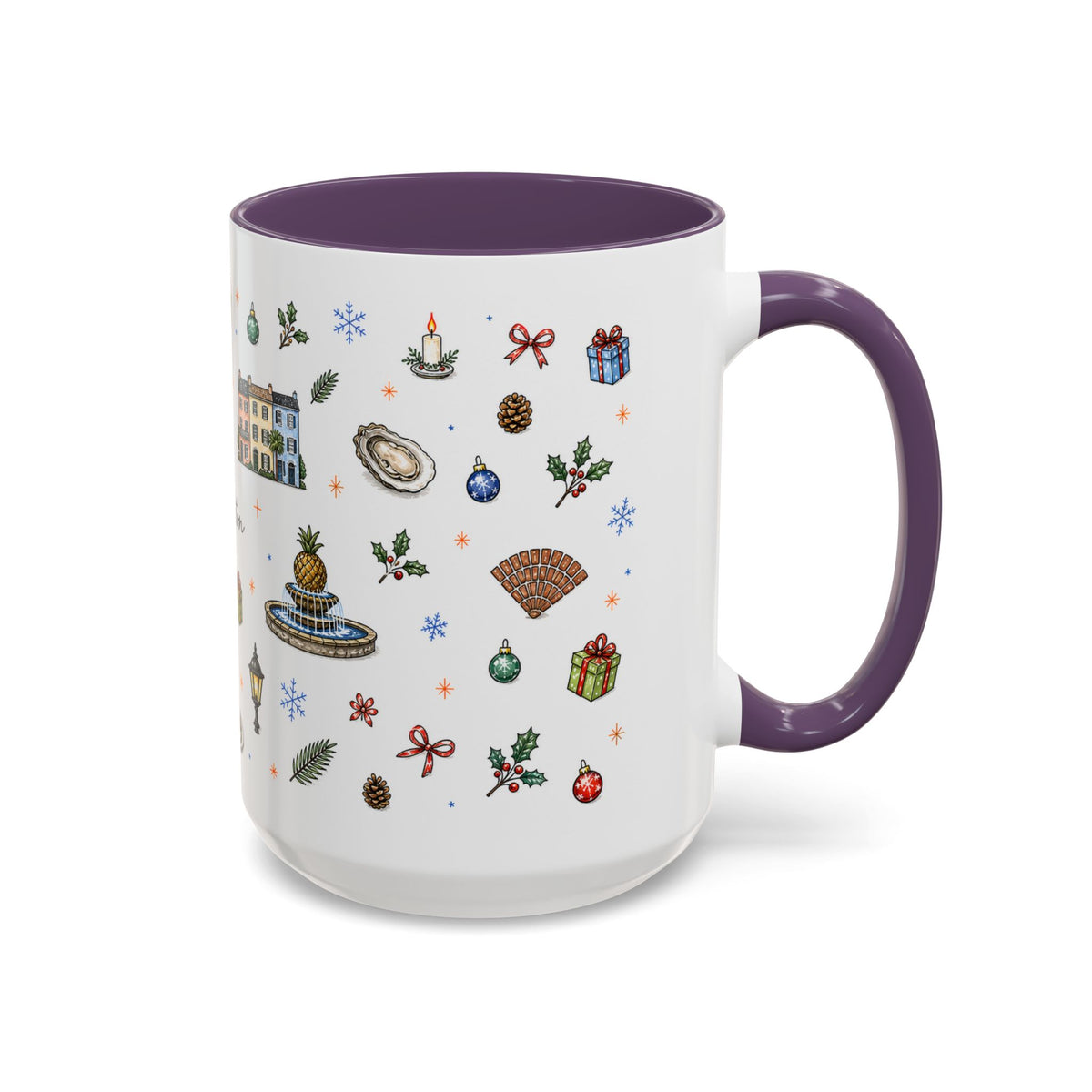 Charleston Christmas Mug | Watercolor City Souvenir, Holiday Travel Gift (11oz/15oz)