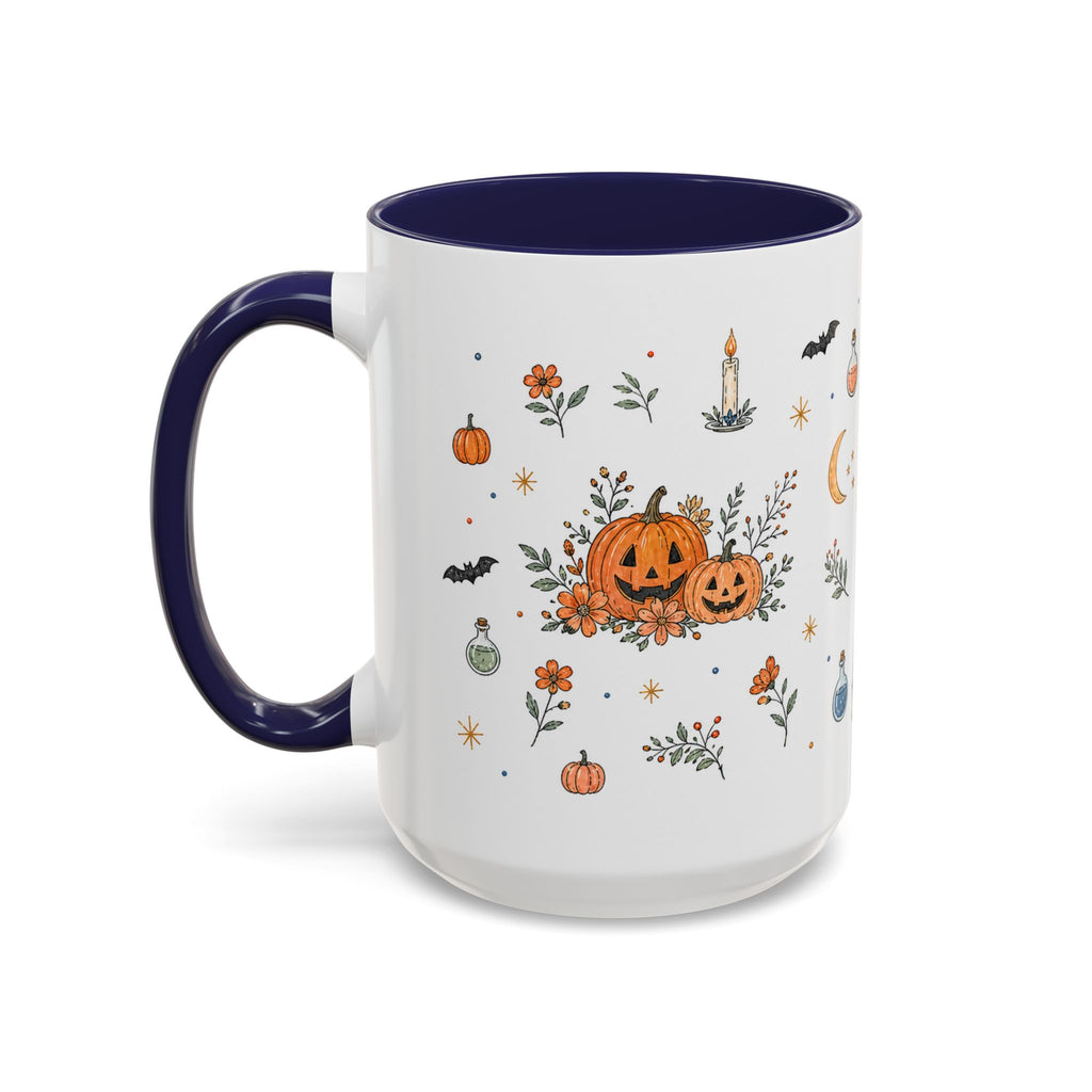Black Cat Halloween Mug | Pumpkin Moon Watercolor Gift | Spooky Accent Cup 11oz 15oz