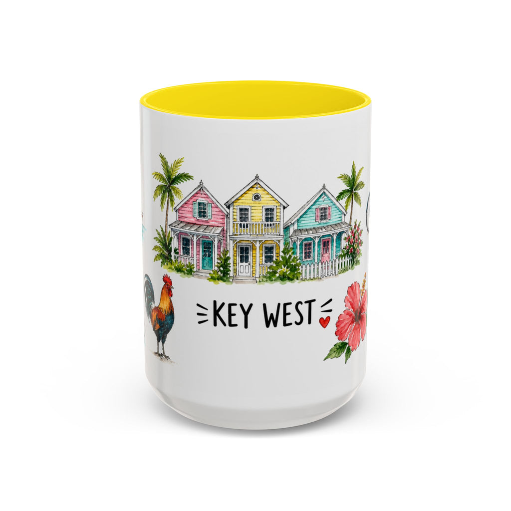 Key West Illustrated Travel Mug | City Souvenir Accent Coffee Mug | 11oz 15oz Ceramic Cup