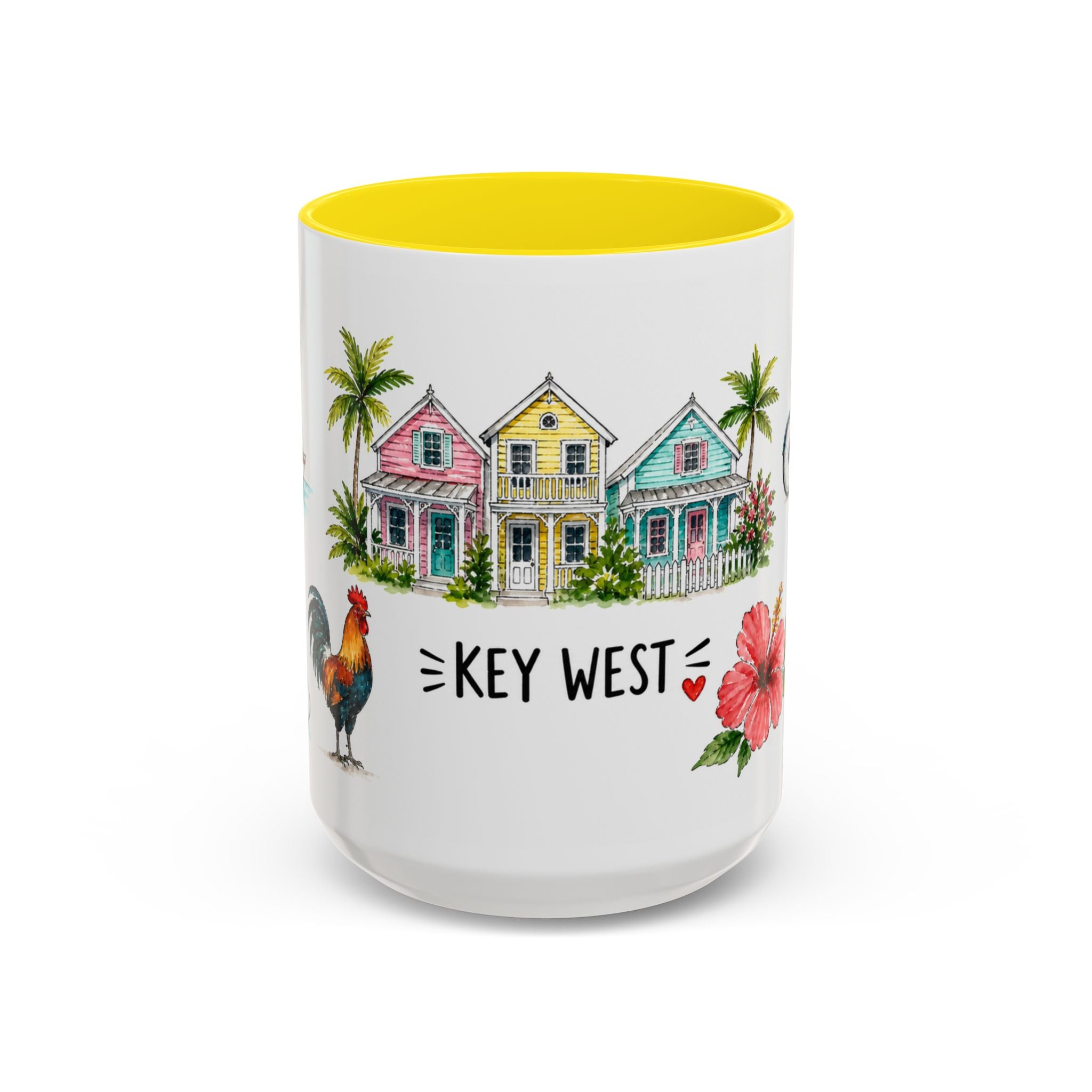 Key West Illustrated Travel Mug | City Souvenir Accent Coffee Mug | 11oz 15oz Ceramic Cup