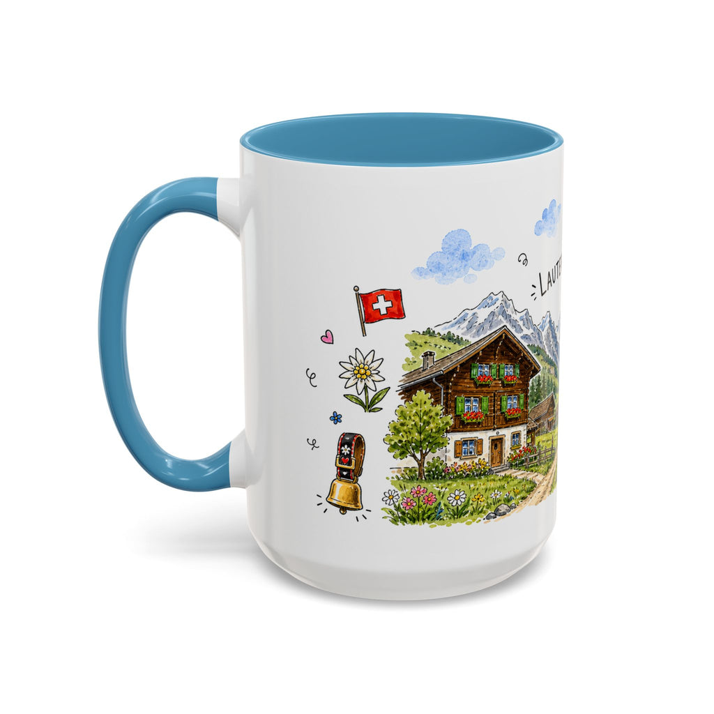 Lauterbrunnen Illustrated Travel Mug | Switzerland Souvenir Accent Coffee Mug | 11oz 15oz Ceramic Cup