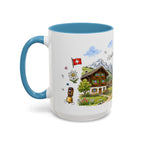 Lauterbrunnen Illustrated Travel Mug | Switzerland Souvenir Accent Coffee Mug | 11oz 15oz Ceramic Cup