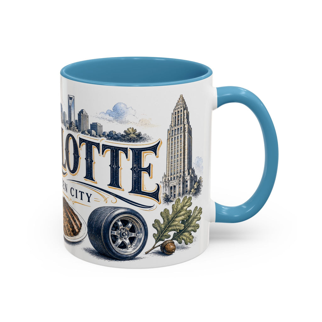 Charlotte Coffee Mug | United States Travel Souvenir | Vintage Illustrated City Gift | 11 oz 15 oz Accent Mug