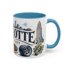 Charlotte Coffee Mug | United States Travel Souvenir | Vintage Illustrated City Gift | 11 oz 15 oz Accent Mug