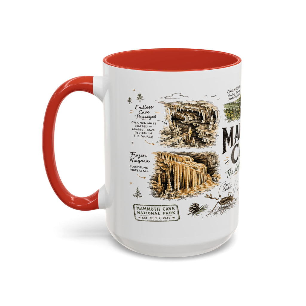 Mammoth Cave National Park Coffee Mug | Kentucky Cave Exploration Hiking Gift | Accent Color Ceramic 11oz 15oz