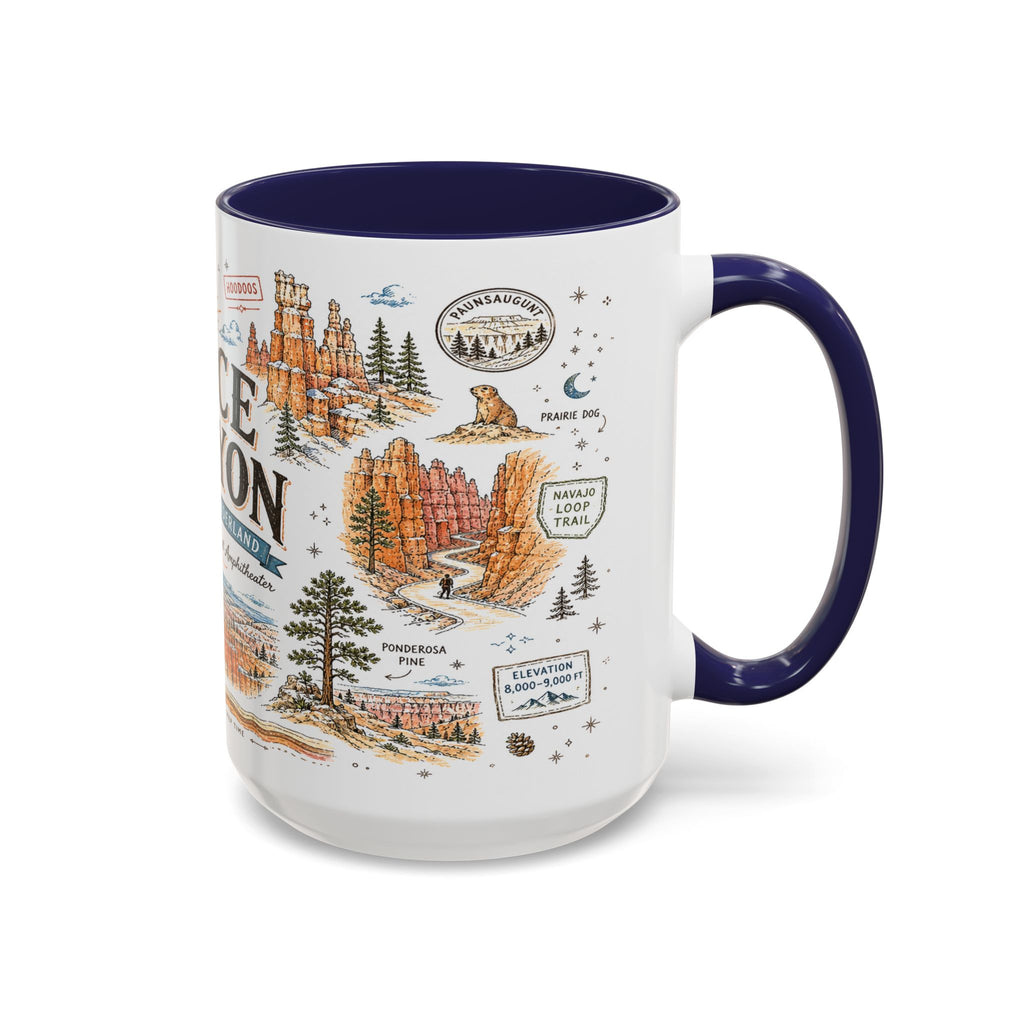Bryce Canyon Coffee Mug | National Park Hiking Utah Gift | Accent Color Ceramic 11oz 15oz