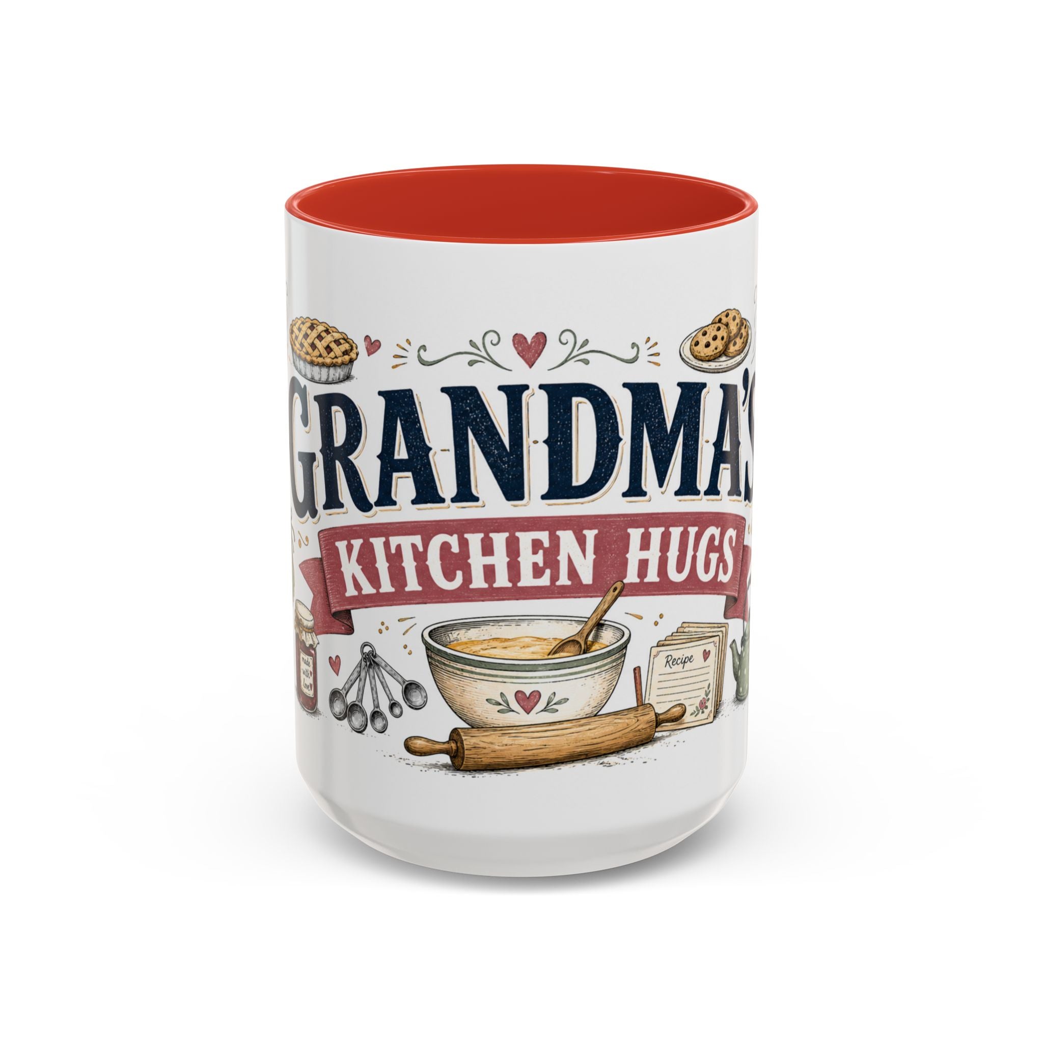 Grandma's Kitchen Hugs Coffee Mug | Gift From Grandkids | Accent Color Ceramic 11oz 15oz