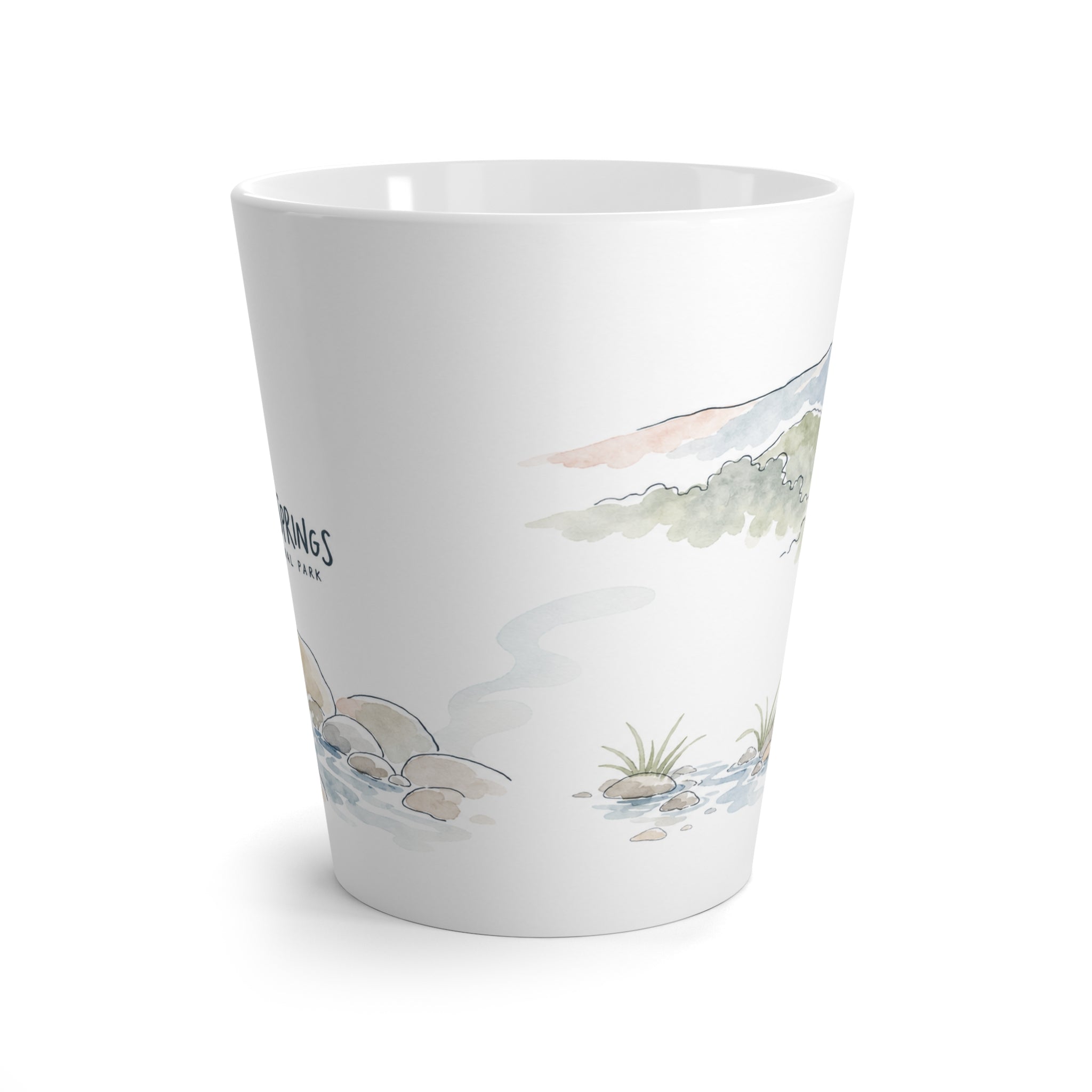 Hot Springs National Park Latte Mug | Pastel Watercolor Nature Coffee Cup | 12 oz Travel Souvenir Gift