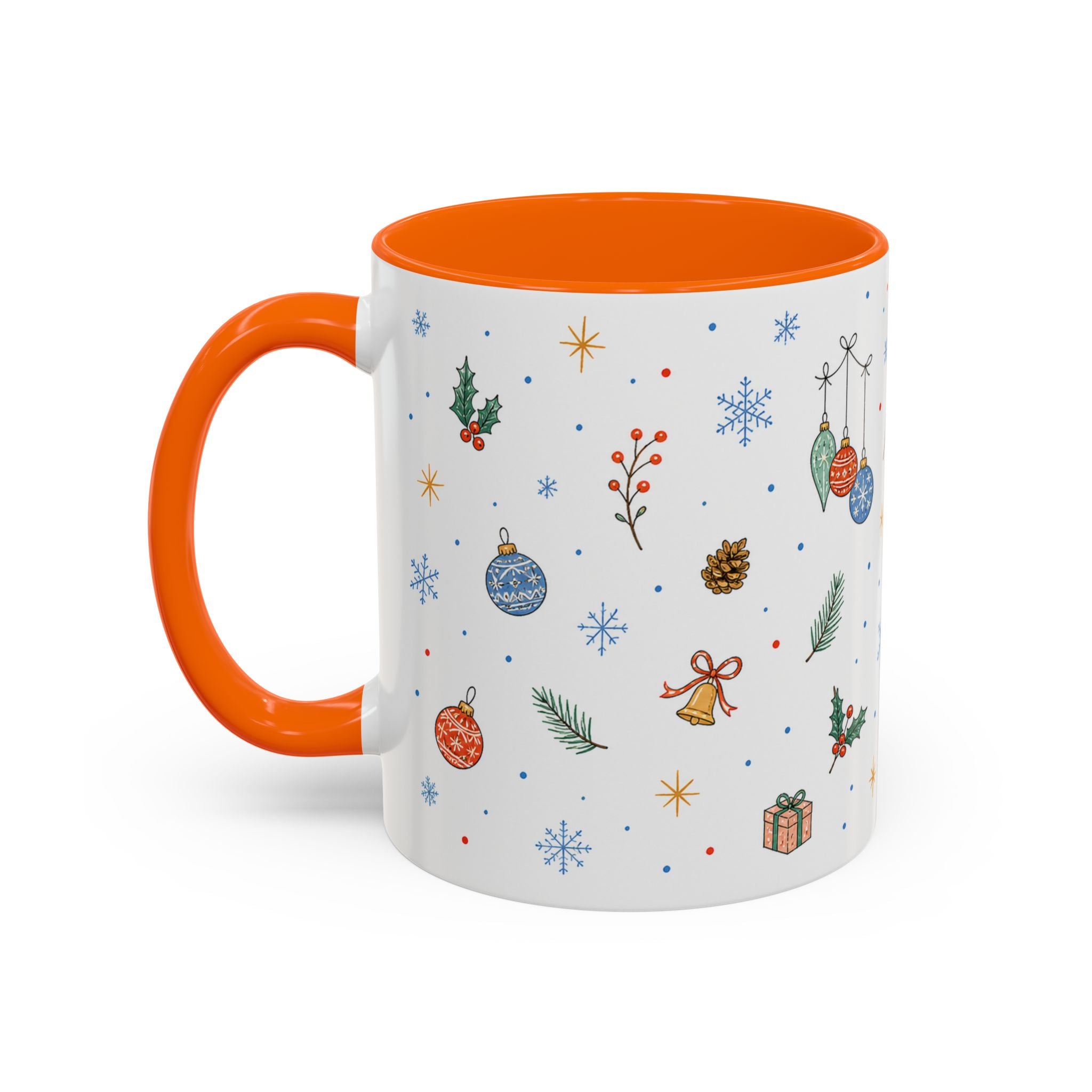 Christmas Ornament Mug | Snowflake Watercolor Holiday Gift | Accent Cup 11oz 15oz