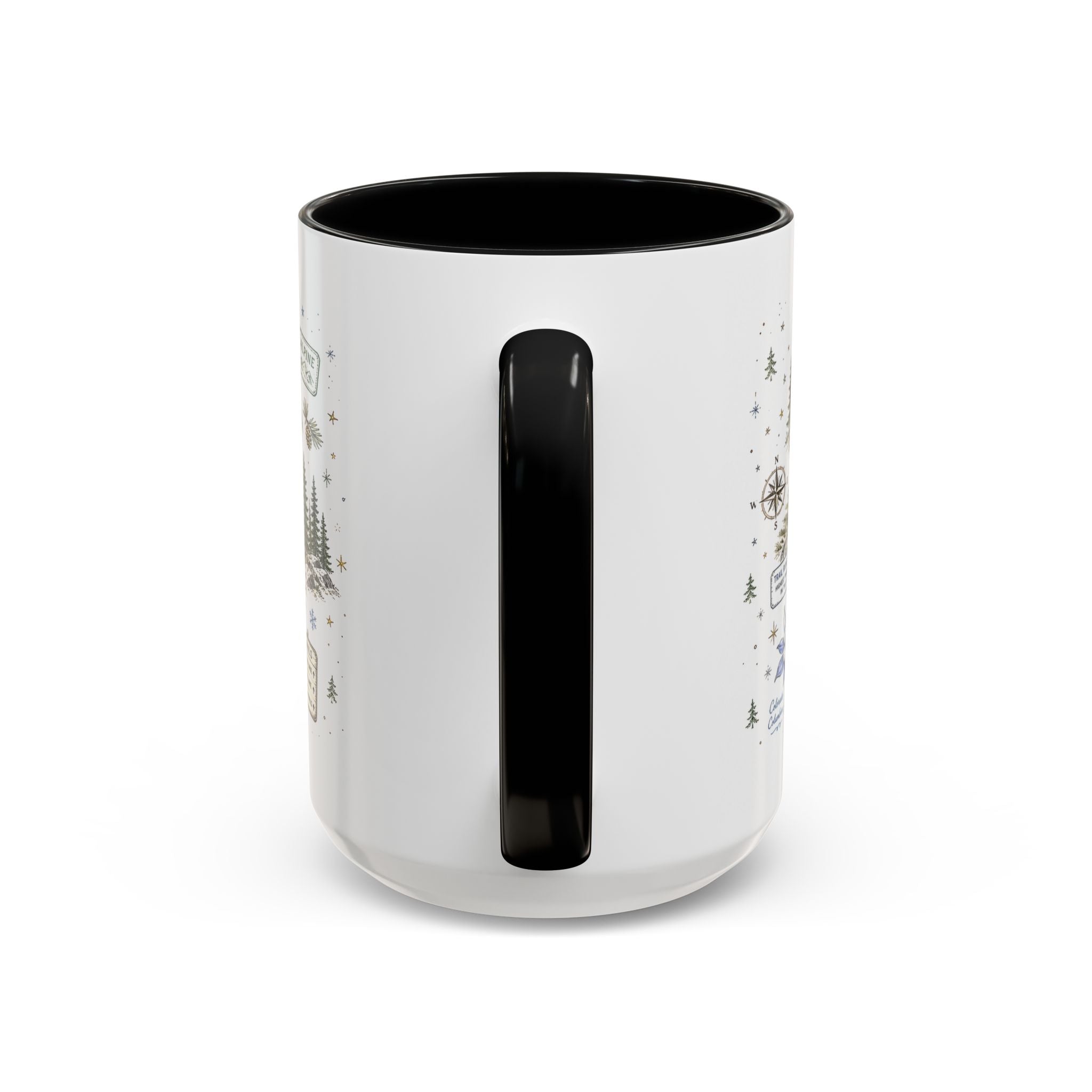 Rocky Mountain Coffee Mug | National Park Hiking Camping Gift | Accent Color Ceramic 11oz 15oz