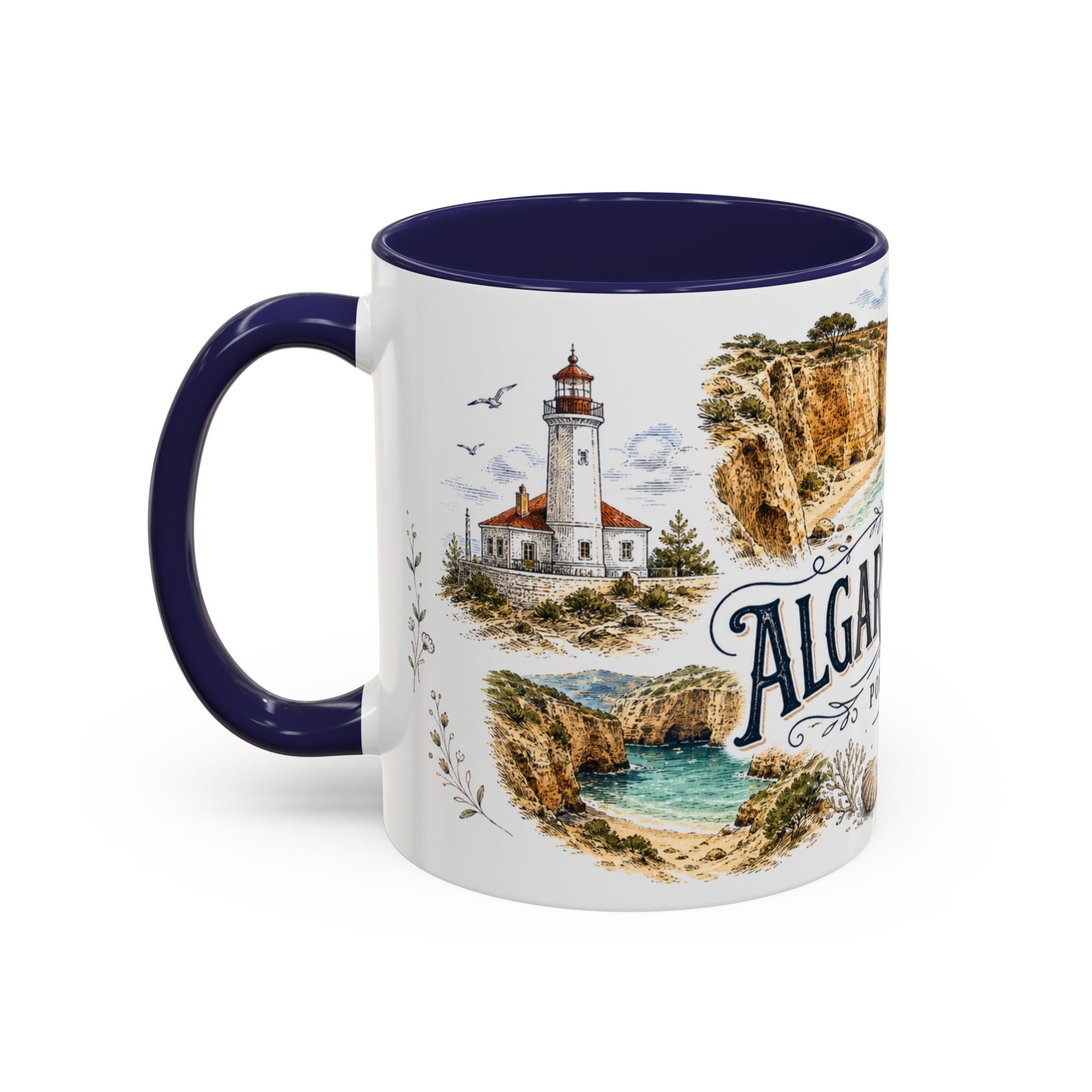Algarve Coast Mug, Portugal Travel Souvenir, Bucket List Gift, Accent Ceramic Coffee Mug 11oz 15oz