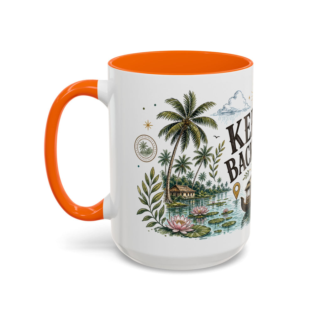 Kerala Backwaters Coffee Mug | Travel Destination Souvenir Gift | Accent Color Ceramic 11oz 15oz