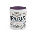 Paris Coffee Mug | France Souvenir Travel Gift | Accent Color Ceramic 11oz 15oz