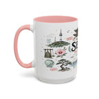 Seoul Coffee Mug | Korea Souvenir Travel Gift | Accent Color Ceramic 11oz 15oz