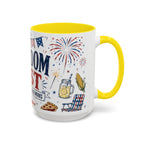 Freedom Fest Coffee Mug | Grill Chill Fireworks 4th of July | Accent Color Ceramic 11oz 15oz
