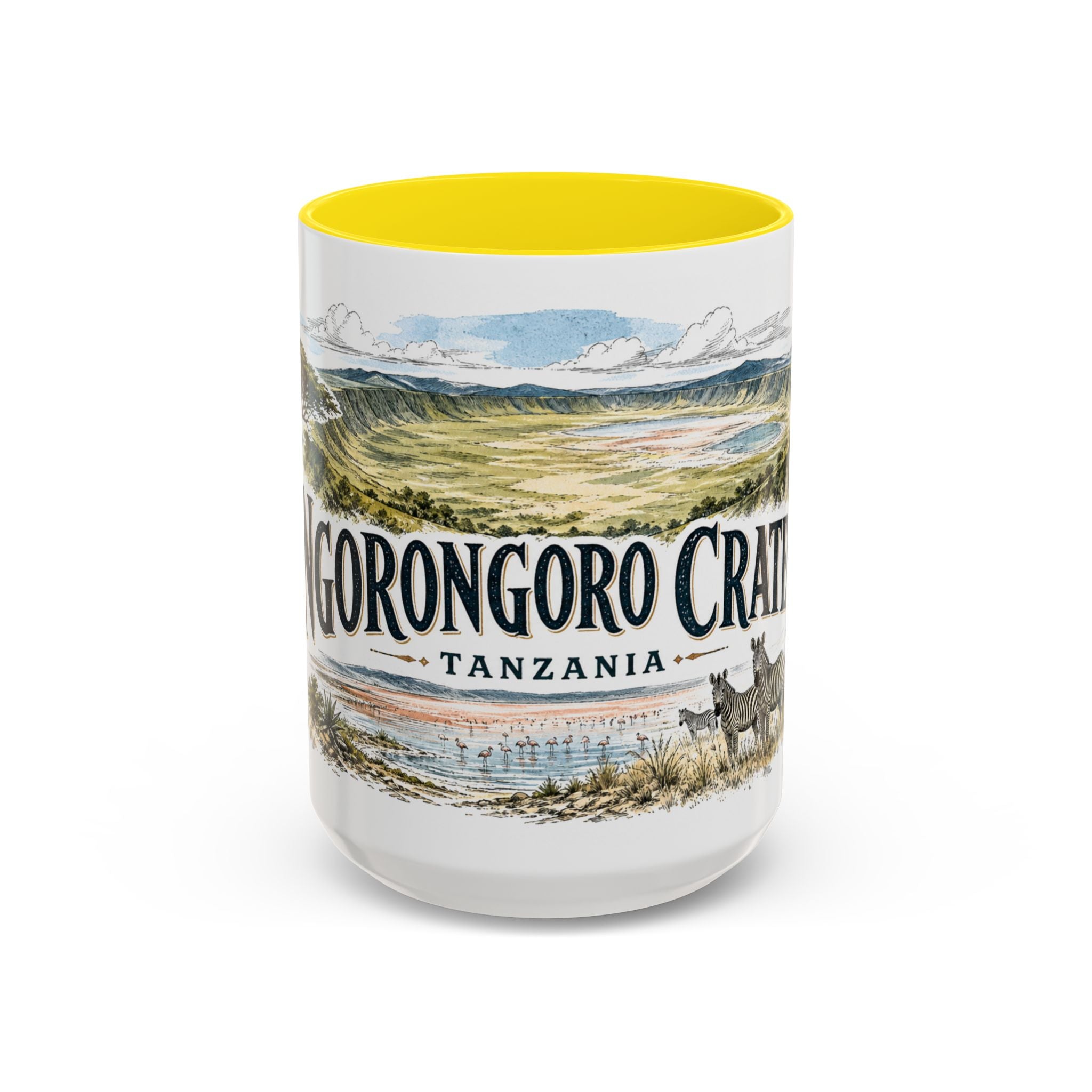 Ngorongoro Crater Mug, Tanzania Travel Souvenir, Bucket List Gift, Accent Ceramic Coffee Mug 11oz 15oz