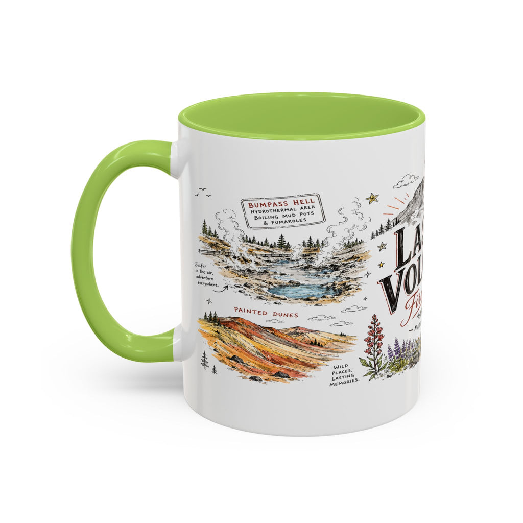 Lassen Volcanic National Park Coffee Mug | California Volcano Geothermal Hiking Gift | Accent Color Ceramic 11oz 15oz