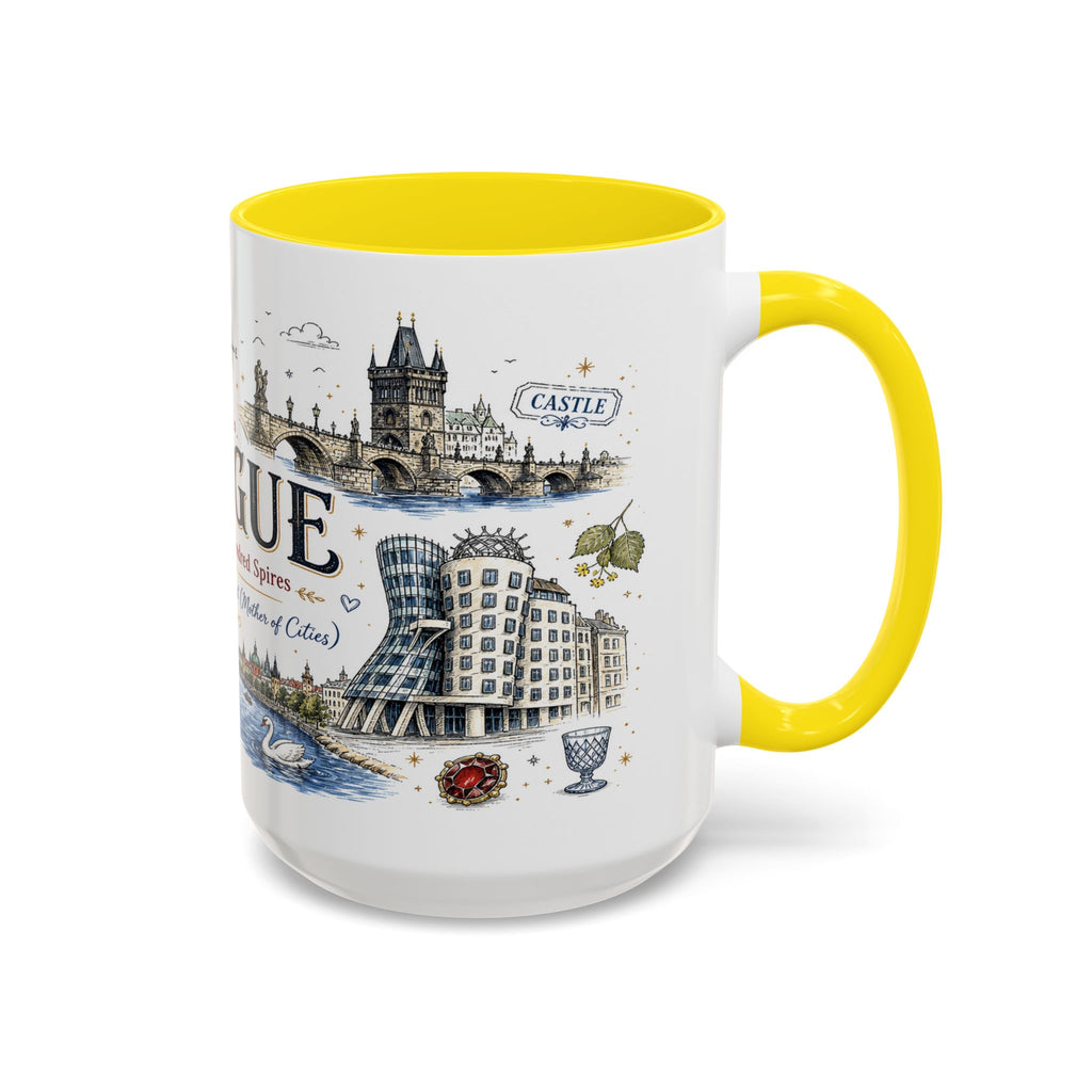 Prague Coffee Mug | Czech Republic Souvenir Travel Gift | Accent Color Ceramic 11oz 15oz