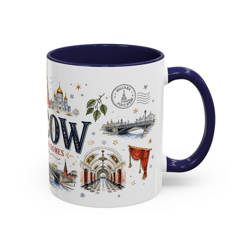 Moscow Coffee Mug | Russia Souvenir Travel Gift | Accent Color Ceramic 11oz 15oz